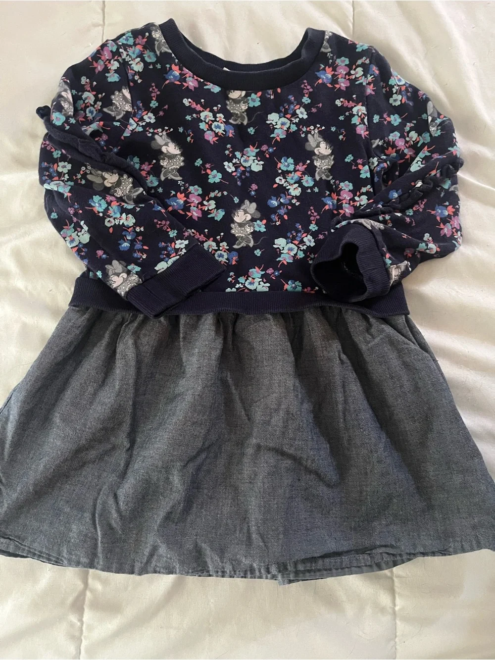 GAP Navy Sweatshirt Dress with Multicolored Floral Print